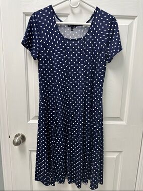 Sami & Jo Navy and White Polka Dot Midi Dress